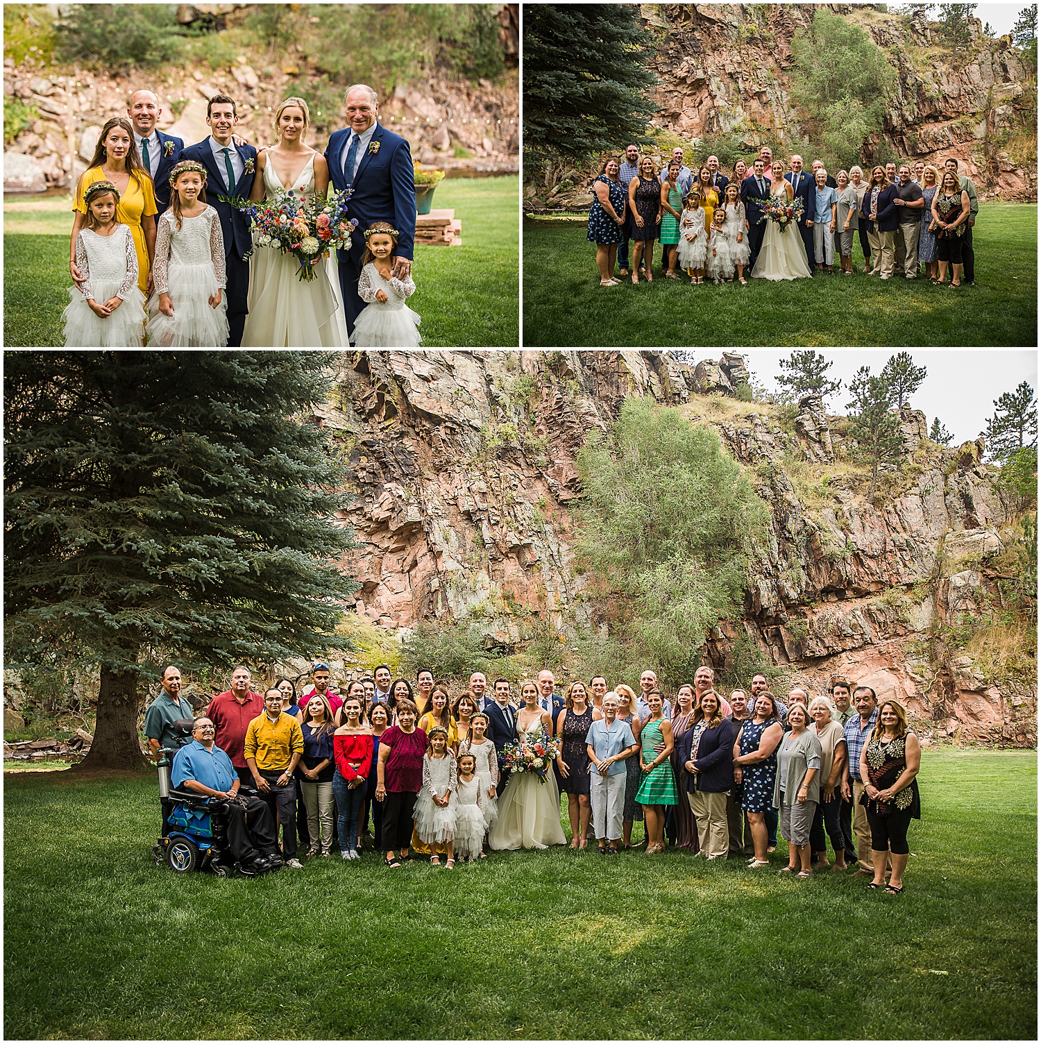 River Bend Outdoor Summer Wedding Photos, Lyons Colorado Photographer, colorado wedding photographer, wedding photographer, outdoor wedding style, lyons farmette, wedding details, family portraits, large group photos
