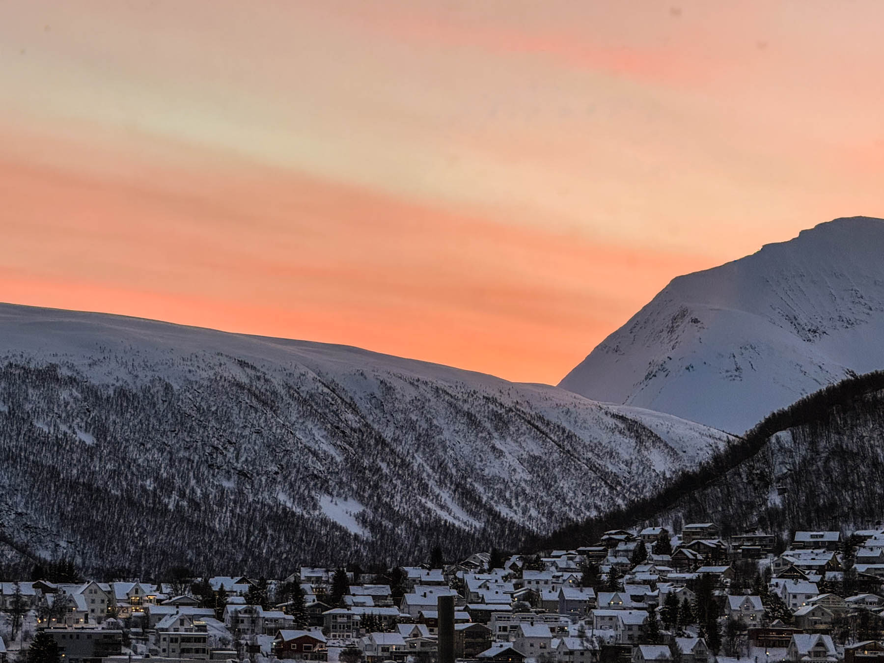 sunrise over the mountains of norther norway